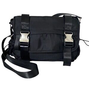 TopShop Nylon and Net Messenger Bag in Black